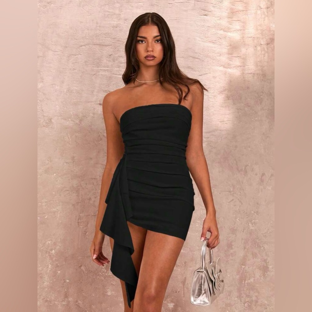 Black Strapless Mini Dress